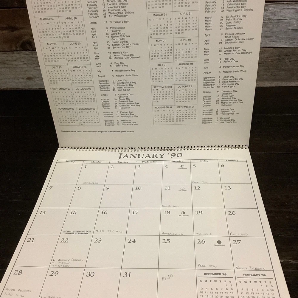 1990 Calendar Bears Cleo Used